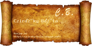 Cziráky Béla névjegykártya